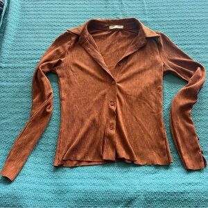 Pull&Bear Terracotta Button-Down Shirt